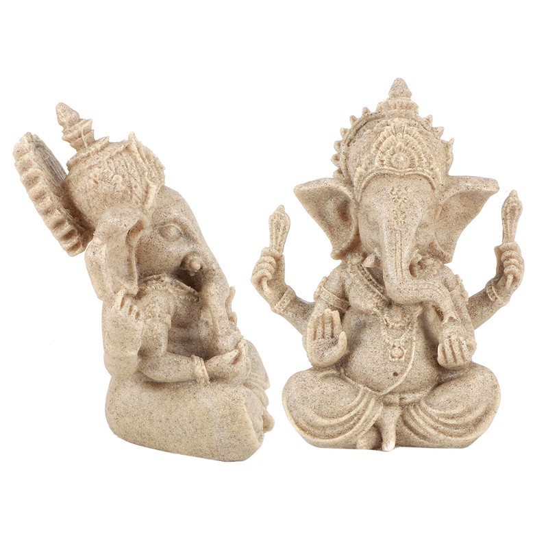 Sandstone Resin Indian Ganesha Elephant God Statue Fengshui Buddha Sculpture