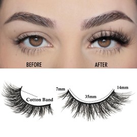 APCYUST Lashes Wispy False Eyelashes Natural Cat Eye Strip Lash Fluffy Fake Mink Lashes Strips Natural Look Cateye Eyelash Demi Wispies Eye Lashes Pack 7 Pair Short Full Volume Pestañas Postizas Set