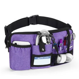 Trunab Utility Nurse Fanny Pack with 12 Essential Tool Pockets, Tape Holder, Adjustable Waist Belt, Medical Organizer Pouch for Nurse, Doctor Purple