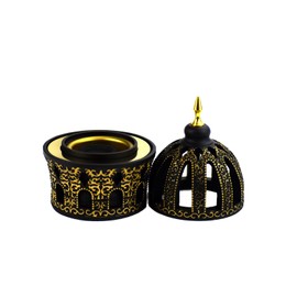 Intense Oud Calligraphy Style Closed Incense Bakhoor Burner - Black and Gold
