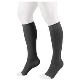 NuVein Medical Compression Stockings, 20-30 mmHg Support for Women & Men, Knee Length, Open Toe, Charcoal, X-Large