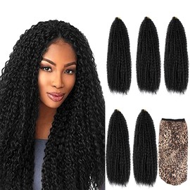 Brazilian / 450 g / 5-piece pack wavy extensions for braiding crochet/per piece 90 g / premium hair real hair look + a satin night cap gift (1B, 45 cm 18 inches)