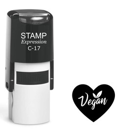 stampexpression - Vegan Heart Self Inking Rubber Stamp - Black Ink (A-63317)