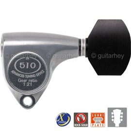 GOTOH NEW Gotoh SGV510Z-EN07 Tuners L3+R3 Keys 1:21 Ratio, EBONY 3x3 - X-FINISH CHROME