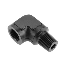eMagTech Black 1/8 Inch NPT Female to 1/8 Inch NPT Male Fitting Adapter Aluminum Alloy 90 Degree Adapter for Oil Fuel Water Fluid Air Changing Flow Direction Fitting