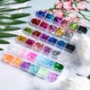EBANKU Holographic Heart Nail Sequins, 3D Mixed Laser Heart Love