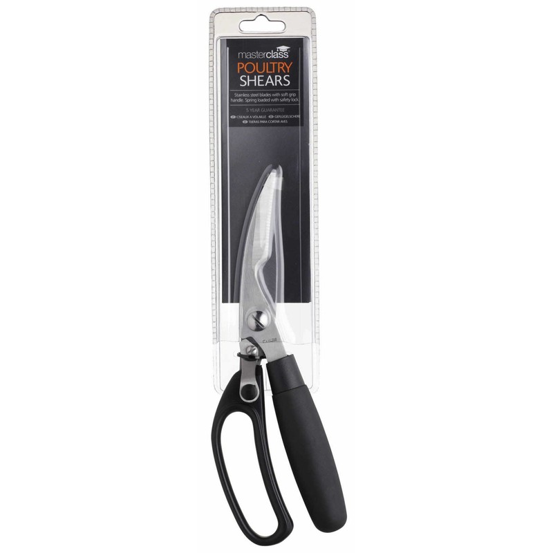 MasterClass Professional Poultry Shears, Soft-Grip Stainless Steel Meat/Pountly Shears, 24cm