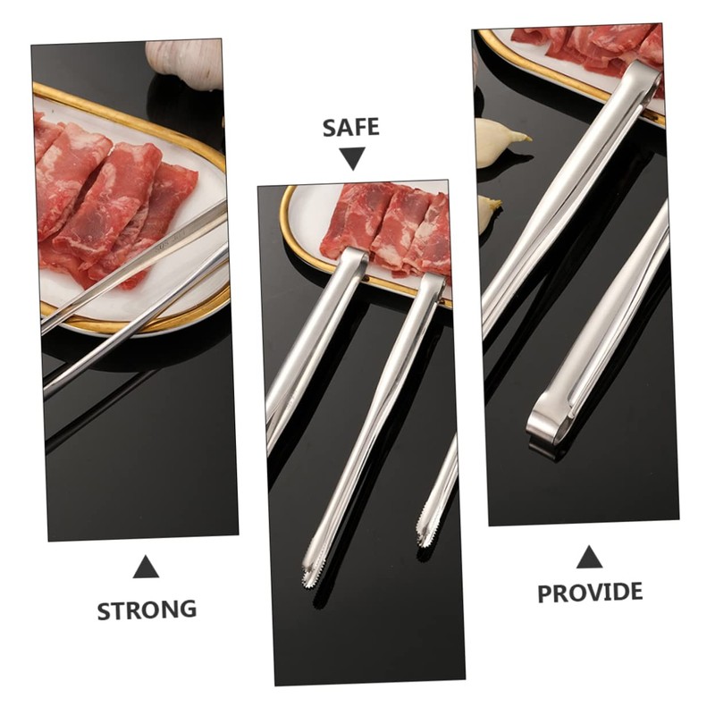 ULTECHNOVO 2Pcs Stainless Steel BBQ Tongs Reusable Kitchen Serving Clips