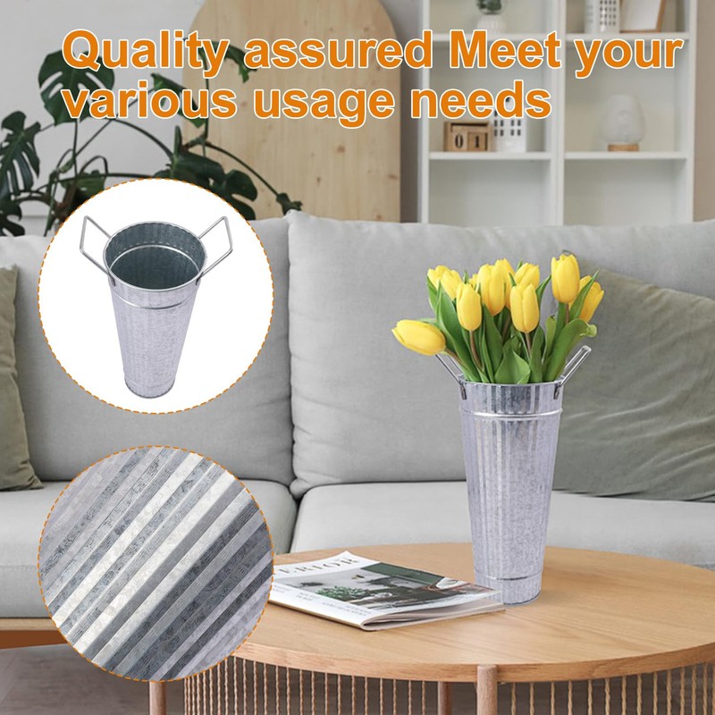 Biugaaufai 10 PCS 9 Inch Tall Galvanized Flower Buckets, Metal