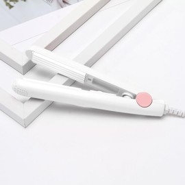 Mini Hair Curler, 2025 Upgraded Ceramic Hair Curler for Short Hair Fine Hair, 2 in 1 Mini Ceramic Curler, Travel Size Waves Straightener, Styling Tools (White)