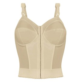EXQUISITE FORM 5107530 Fully Slimming Wireless Back & Posture Support Longline Bra with Front Closure, Beige, 40B