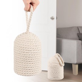 MorningRo Decorative Door Stop Rope Door Stop with Handle 4.72 ''d x 11.42''h 5.4lb Heavy Weight Stoppers for Window Wedge Bookend Home Wedge to Keep Open (White,2 Pcs)