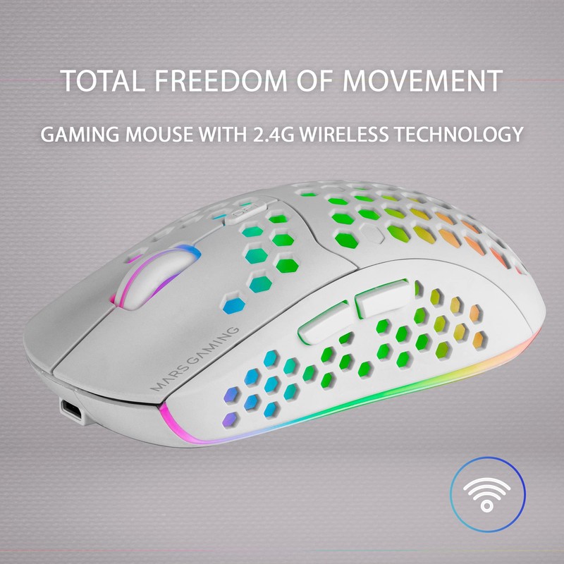 Mars Gaming MMW3W, Wireless Gaming Mouse, RGB Flow, Ultralight 79g,