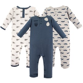 Hudson Baby Baby Cotton Union Suit, 3 Pack, Aviator, 6-9 Months