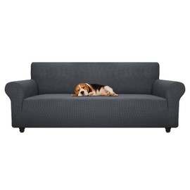 ZNSAYOTX Stretch Oversized Couch Cover Universal Sofa Covers for Living Room Dogs Pet Furniture Protector Spandex Extra Large Sofa Slipcovers with Anti Slip Foam Sticks (Dark Grey, XL Sofa)