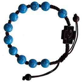 Sine Cera Turquoise & Jujube Wood Adjustable 8mm Rosary Bracelet