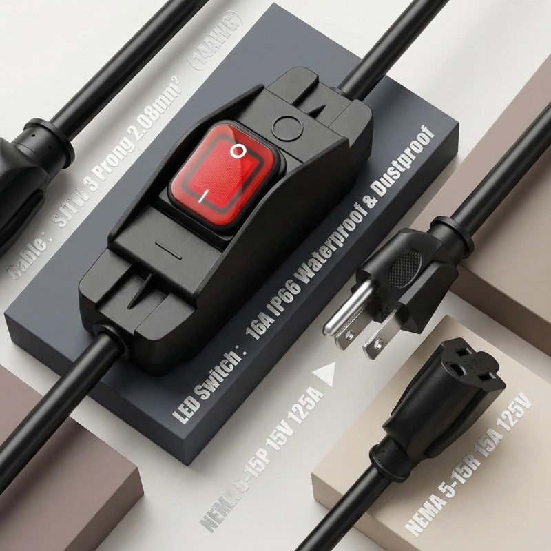 Weewooday 3 ft Outdoor Extension Cord with Switch, Waterproof On/Off