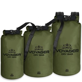 Heavy Duty Waterproof Dry Bag – EcoGear Fx Voyager Series – Durable Roll Top Compression Bag –Kayaking, Rafting, Boating, Hiking, Fishing and Camping (Army Green, 30L)