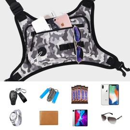 KINGSLONG Running Chest Pack, Lightweight Running Vest Water Resistant Chest Bag with Phone Holder for Workouts, Running Backpack for Men Women