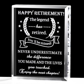 Movdyka Retirement Gifts for Women Men Best Retired Farewell Gifts for Woman 2025 Crystal Plaque Happy Retirement Decorations Going Away Goodbye Gift for Boss Coworker Teacher Friends Doctor Nurse
