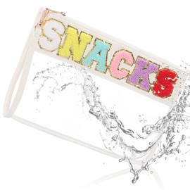 Clear Makeup Bag for Women Men, Small Make Up Bag Nylon for Lady, PVC Toiletry Bags for Travel, Zippers Makeup Bags with Handles, White Cosmetic Bags for Receiving Cosmetics Toiletries (White)