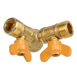 SHANOER Solid Brass Y Ball Valve Comfort Grip for Oil and Gas Hoses Connector Splitter Adapter