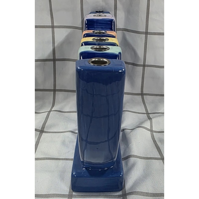 Spritz Ceramic Menorah; Tree Design With Sturdy Candle Holders