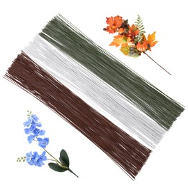 Florist Wire, Pack of 150 Floristry Wire, 0.8 mm, Green, White, Brown Craft Wire, Flower Wire, Green, 30 cm Long, for Making Flower Crafts, Artificial Flowers, Flower Bouquets