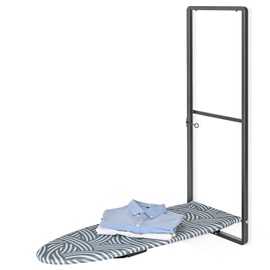 KINGBOARD Over Door Ironing Board, Hanging Ironing Board with Iron Holder, 36" X 12" Compact Fold Down Iron Board for Small Spaces, Removable Heat Resistant Cover, Blue