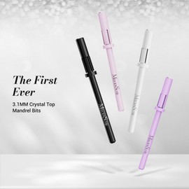 MelodySusie Small Crystal Top 3.1mm Mandrel Bit for Nails, 3/32'' Easy Off Nail Drill Bits for Sanding Bands, Suitable for Acrylic Nails Gel Manicures and Pedicures, White