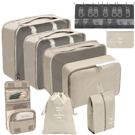 Organizadores de Viaje para Maletas 13PCS, Bolsas Equipaje Impermeable Cubo Embalaje Viaje Bolso Almacenamiento a Ropa, Zapato, Cosmético y Accesorio,