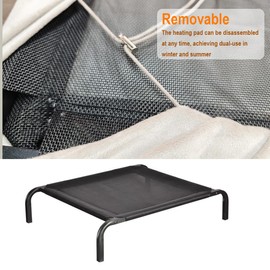 Elevated Dog Bed with Heating Covers Raised Dog Bed with Washable Breathable Mesh and Metal Frame, Portable Dog Cot Bed with No-Slip Feet for Outdoor and Indoor (36inch)