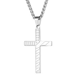 OIDEA Men's Necklace with Cross Pendant Stainless Steel Silver, Stainless Steel
