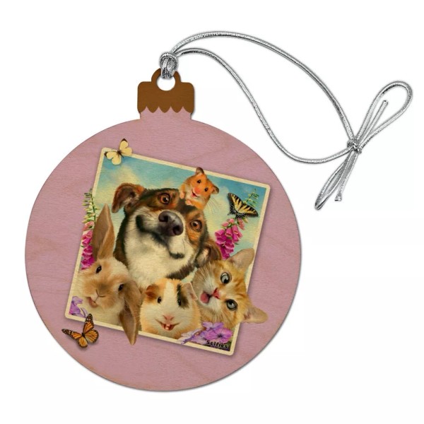Unbranded Pets Selfie Picture Dog Cat Guinea Pig Wood Christmas