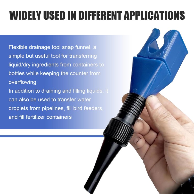 Car Flexible Oil Draining Funnel, Plastic Foldable Hand-Free Funnel, Universal