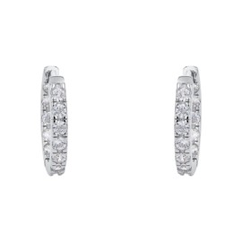 Amor Women's Creole Earrings 925 Sterling Silver with Synthetic Zirconia Silver Comes in Jewellery Gift Box, Sterling Silver, Cubic Zirconia