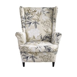 Wing Chair Slipcovers 2 Pieces Stretch Spandex Wingback Chair Covers Sofa Slipcover Printing Wingback Armchair Slipcovers Furniture Protector Couch Soft with Elastic Bottom for Wingback Chairs,04