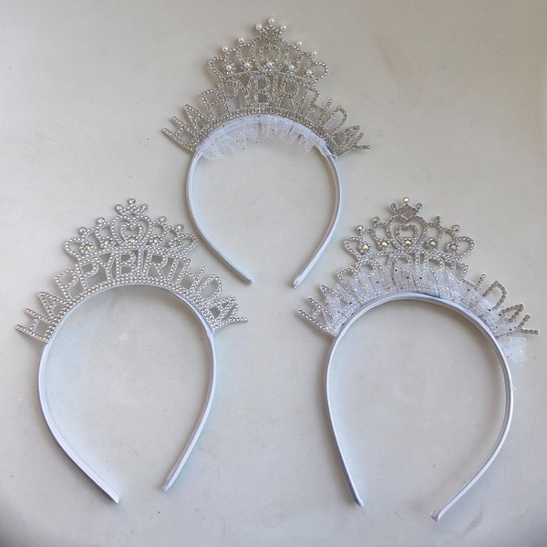Nocwpsi 1Pc Shiny Headband Rhinestone Sparkling Birthday Headband Crowns,Pattern A