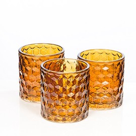 Richland Amber Chunky Honeycomb Glass Votive & Tealight Candle Holder Set of 24