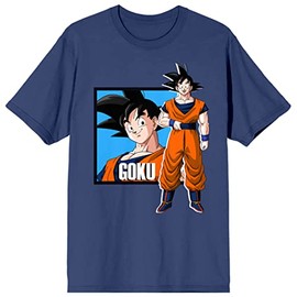 Bioworld Dragonball Z Goku Character Women's Navy Blue Short Sleeve Crew Neck Tee -Small