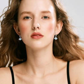 Malachite / Moonstone / Turquoise Earrings Silver 925 Hoop Earrings for Women Girls Jewellery Gifts for Women Children Mum Wife Girlfriend Daughter, Sterling Silver, Moonstone