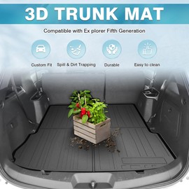 Mixsuper Cargo Liner for 2011-2019 Explorer, All Weather Cargo Mat for Explorer Rear Trunk Liner Black