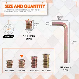 Rustark 50 pcs 5/16"-18× 15mm Threaded Inserts Nuts Zinc Plated Carbon Steel Hex Socket Drive Furniture Flanged Screw-in Nut for Wood Furniture