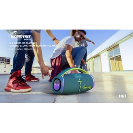 WorryFree Gadgets WFG Wireless Bluetooth Speaker with Carry Handle, Portable IPX6 Waterproof 50W Speaker Strong Bass (Blue)