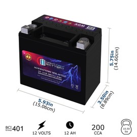 Mighty Max Battery MM-AUX12 Auxiliary Battery 12V 12Ah, 20RC, 200 CCA Rechargeable AGM Car Battery