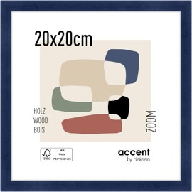 accent by nielsen 8x8 Wooden Blue Photo Frame with Stand and Hang Portrait & Landscape Format Real Glass Zoom