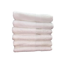 Optima Collection Platinum Level 27" X 54" White Bath Towels, Set of 6, 100% Eco-Friendly Pre-Consumer Regenerated Cotton