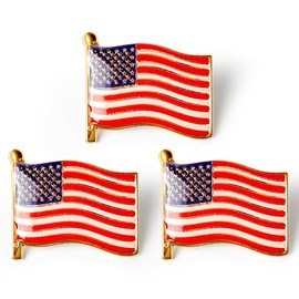 American Flag Brooch - Fine Pins, Metal US Flag Lapel Pin Badge Pin for Suit, Jacket and Formal Wear - Set of 3