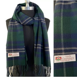 Unbranded New Winter Warm 100% CASHMERE Scarf Made In England Plaid Forest blue camel