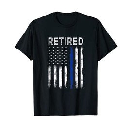 Retired Police officer with American Flag T-Shirt